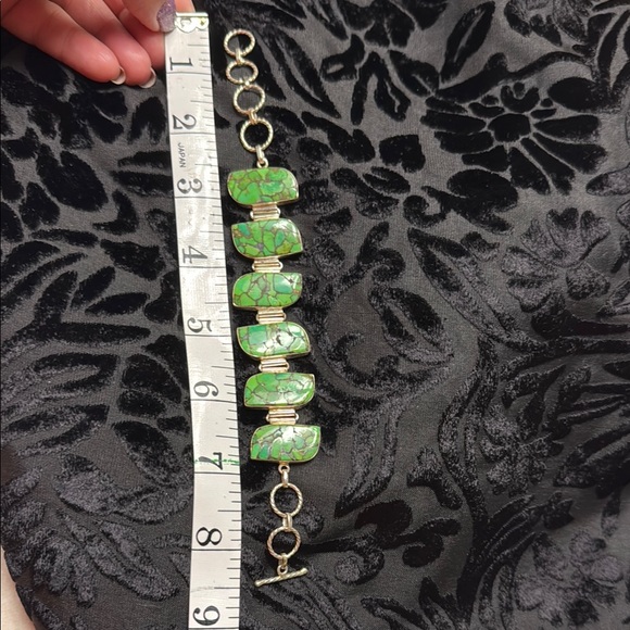 Jewelry - Green copper turquoise and sterling silver Stone Bracelet